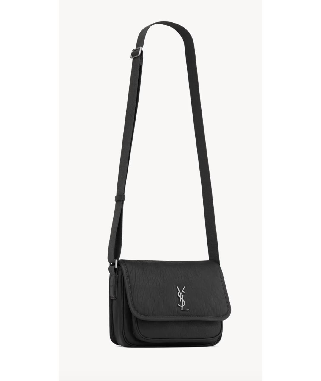 SAINT LAURENT Черная кожаная сумка на плечо, фото 6