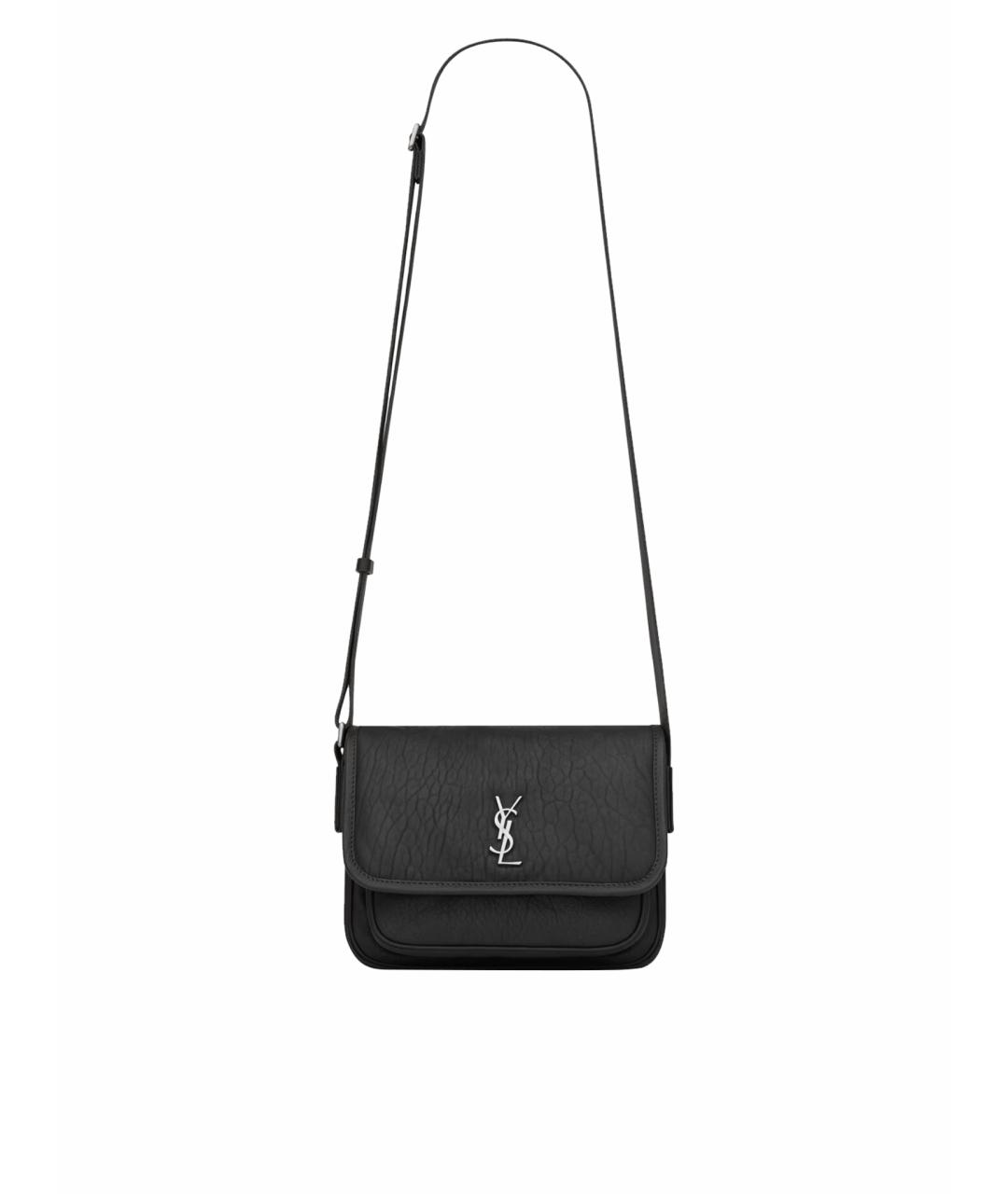 SAINT LAURENT Черная кожаная сумка на плечо, фото 1