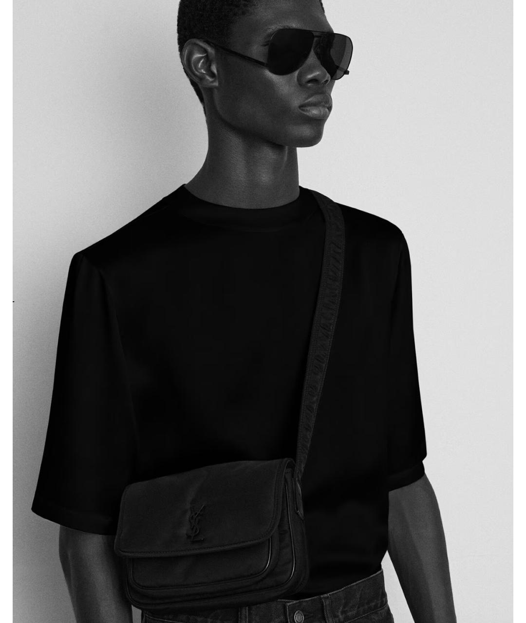 SAINT LAURENT Черная кожаная сумка на плечо, фото 2