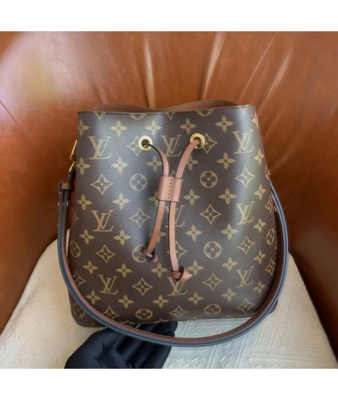 LOUIS VUITTON Коричневая кожаная сумка тоут, фото 9