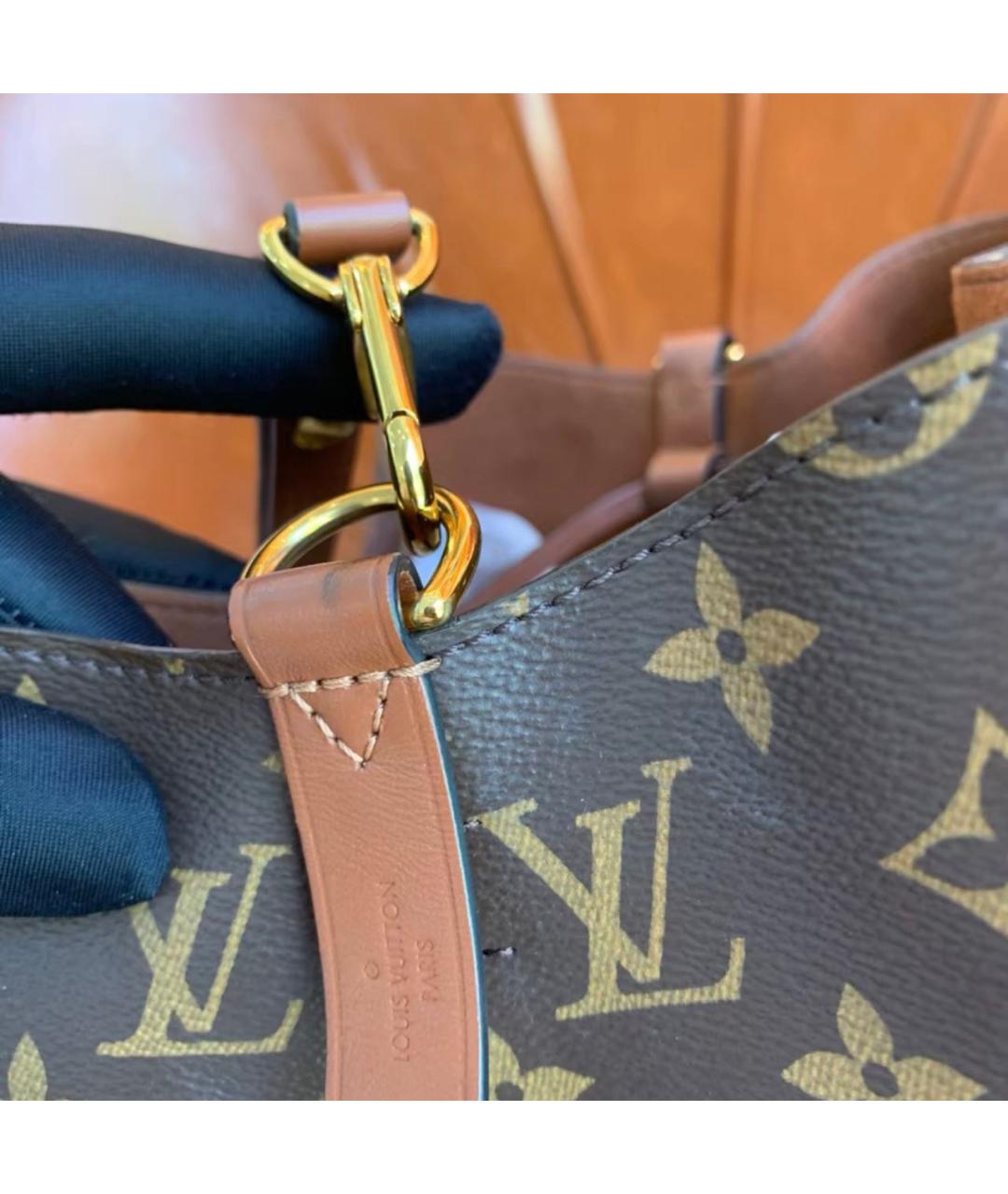 LOUIS VUITTON Коричневая кожаная сумка тоут, фото 6