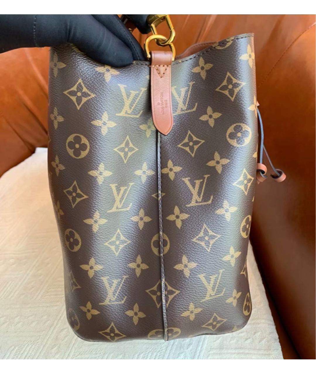 LOUIS VUITTON Коричневая кожаная сумка тоут, фото 4