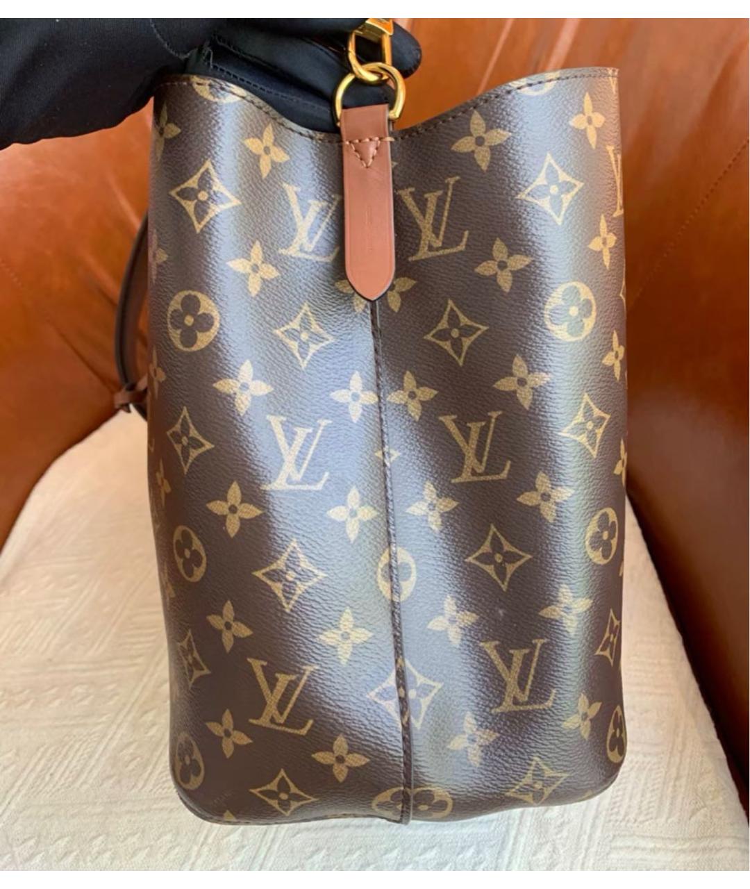 LOUIS VUITTON Коричневая кожаная сумка тоут, фото 3