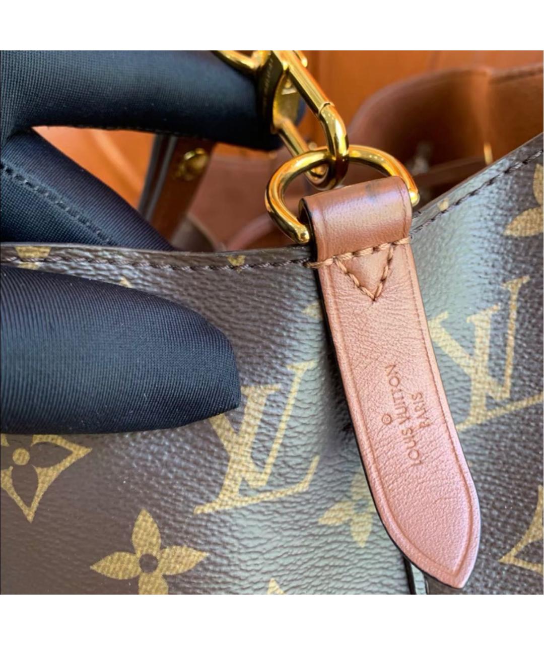 LOUIS VUITTON Коричневая кожаная сумка тоут, фото 5
