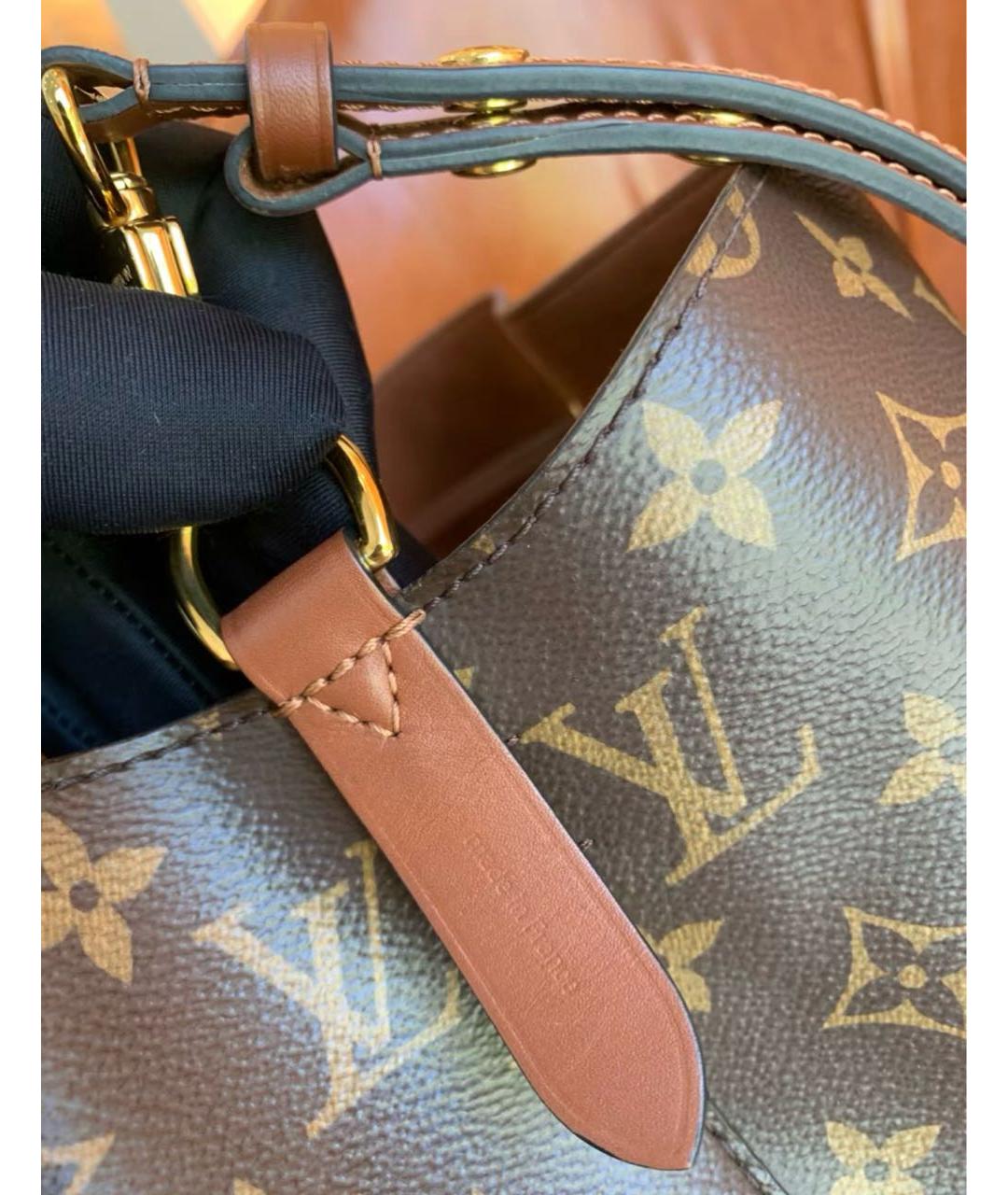 LOUIS VUITTON Коричневая кожаная сумка тоут, фото 7