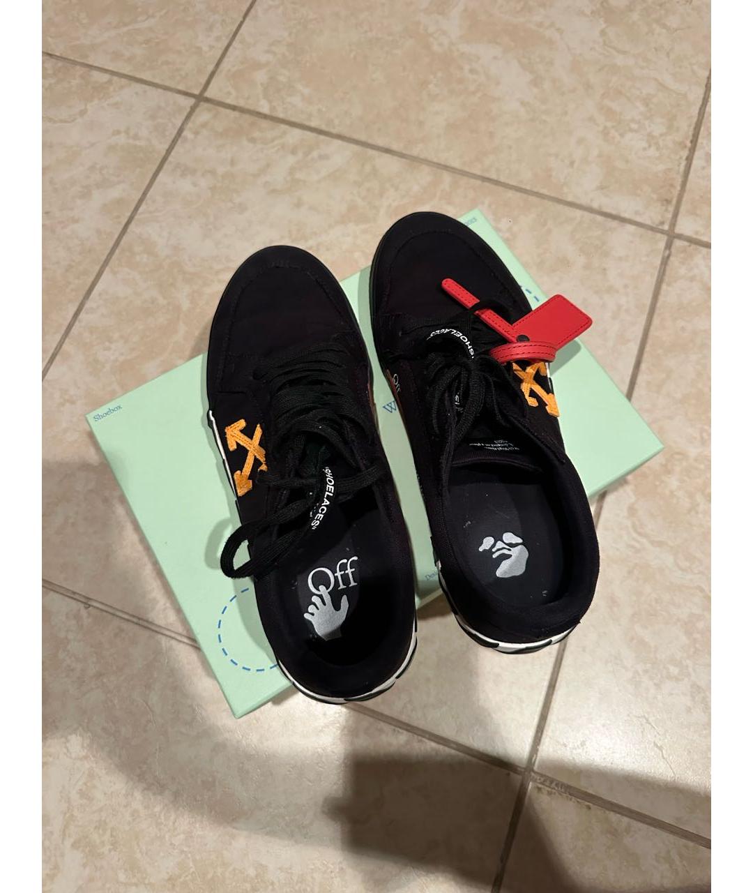 OFF-WHITE Черные текстильные низкие кроссовки / кеды, фото 3