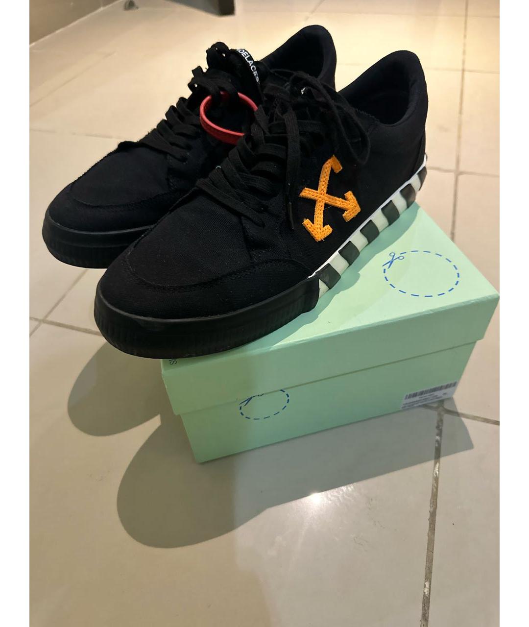 OFF-WHITE Черные текстильные низкие кроссовки / кеды, фото 2