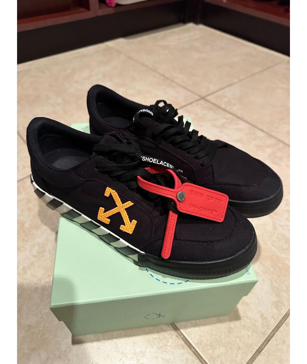 OFF-WHITE Черные текстильные низкие кроссовки / кеды, фото 5