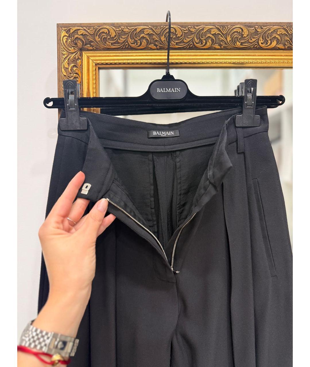 BALMAIN Черные вискозные прямые брюки, фото 4