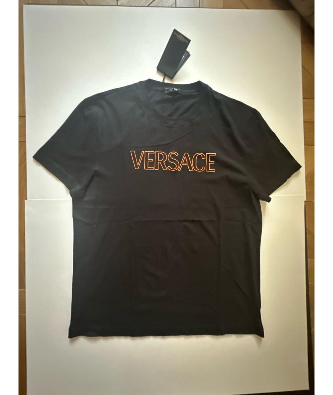 VERSACE Черная хлопковая футболка, фото 8