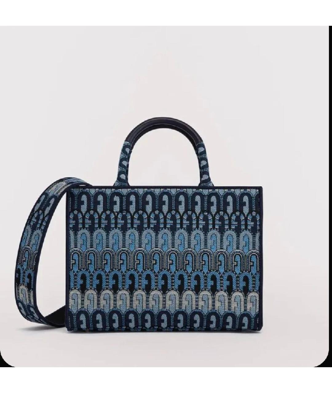 FURLA Синяя жаккардовая сумка тоут, фото 10