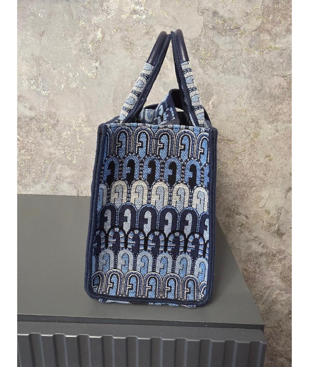 FURLA Синяя жаккардовая сумка тоут, фото 3
