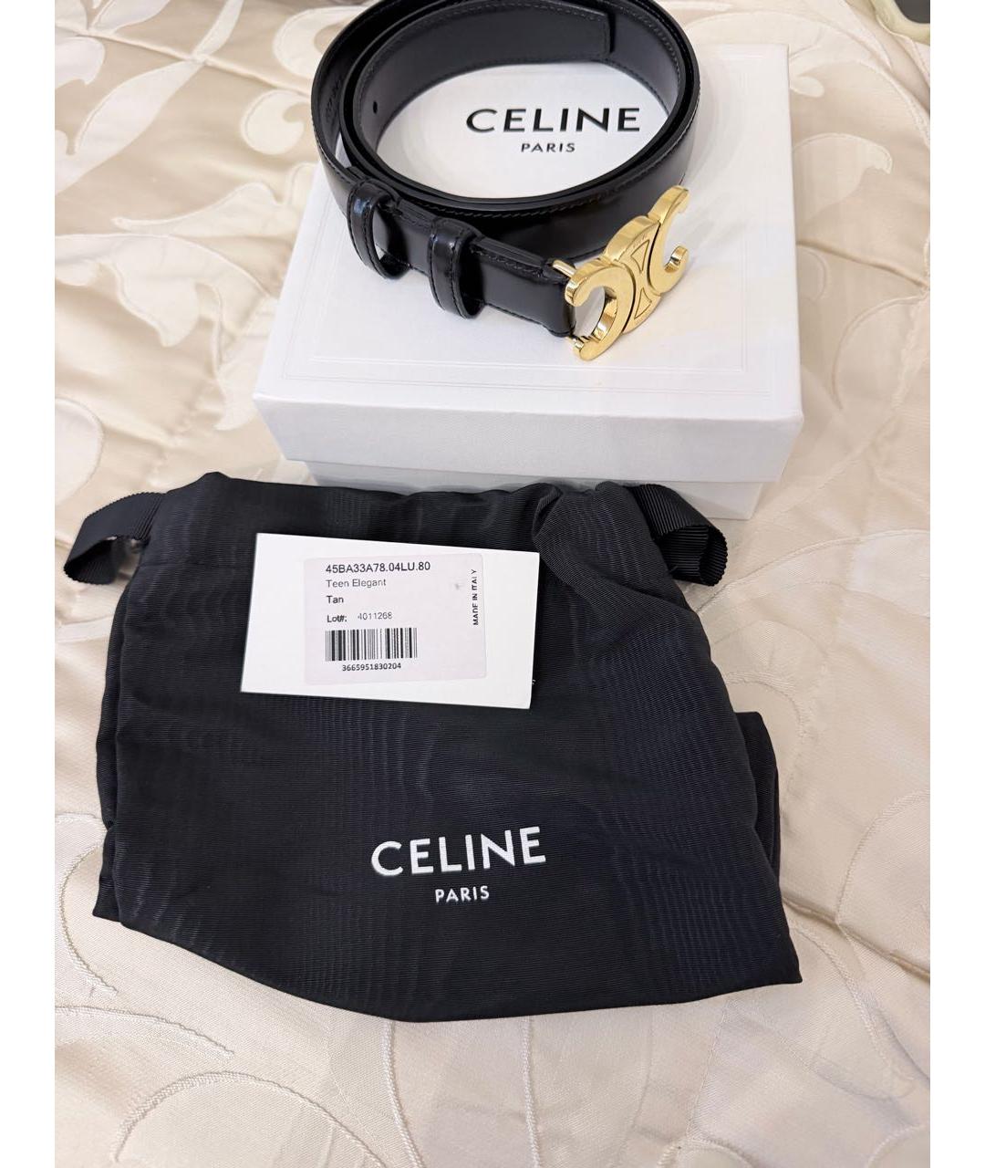 CELINE Черный кожаный ремень, фото 4