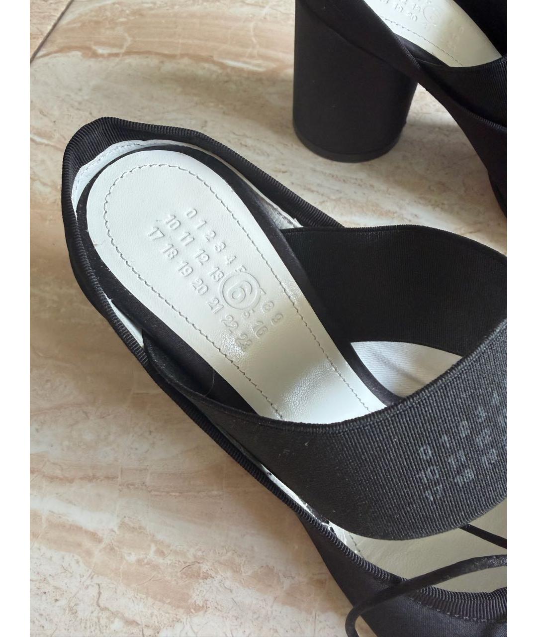 MM6 MAISON MARGIELA Черные текстильные босоножки, фото 6