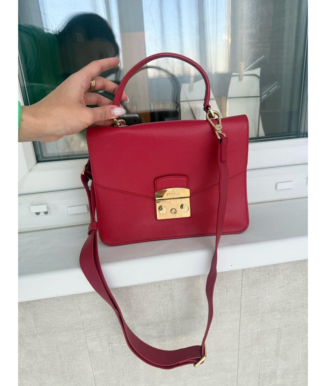 FURLA Красная кожаная сумка тоут, фото 5