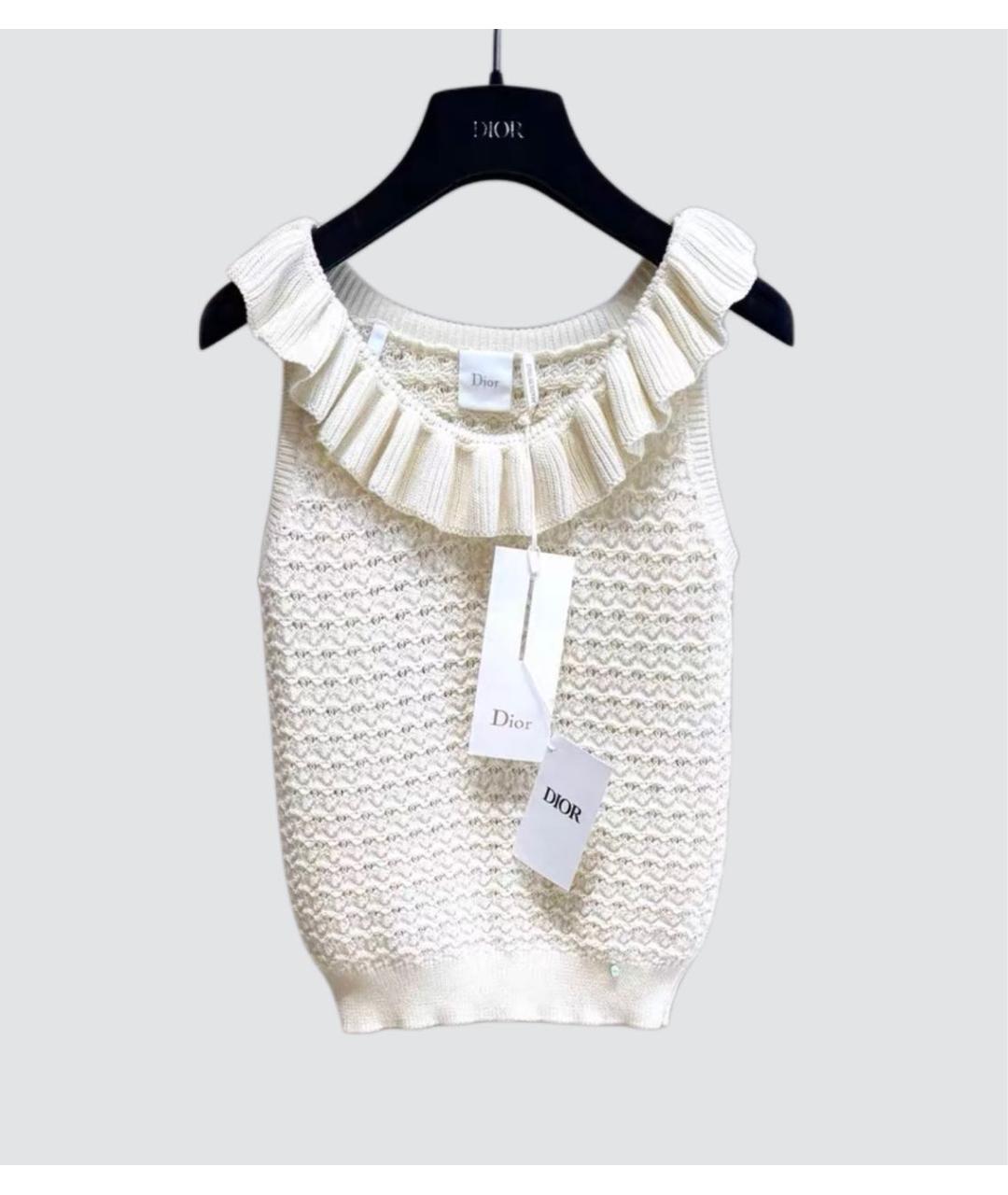 CHRISTIAN DIOR Бежевая хлопковая майка, фото 2