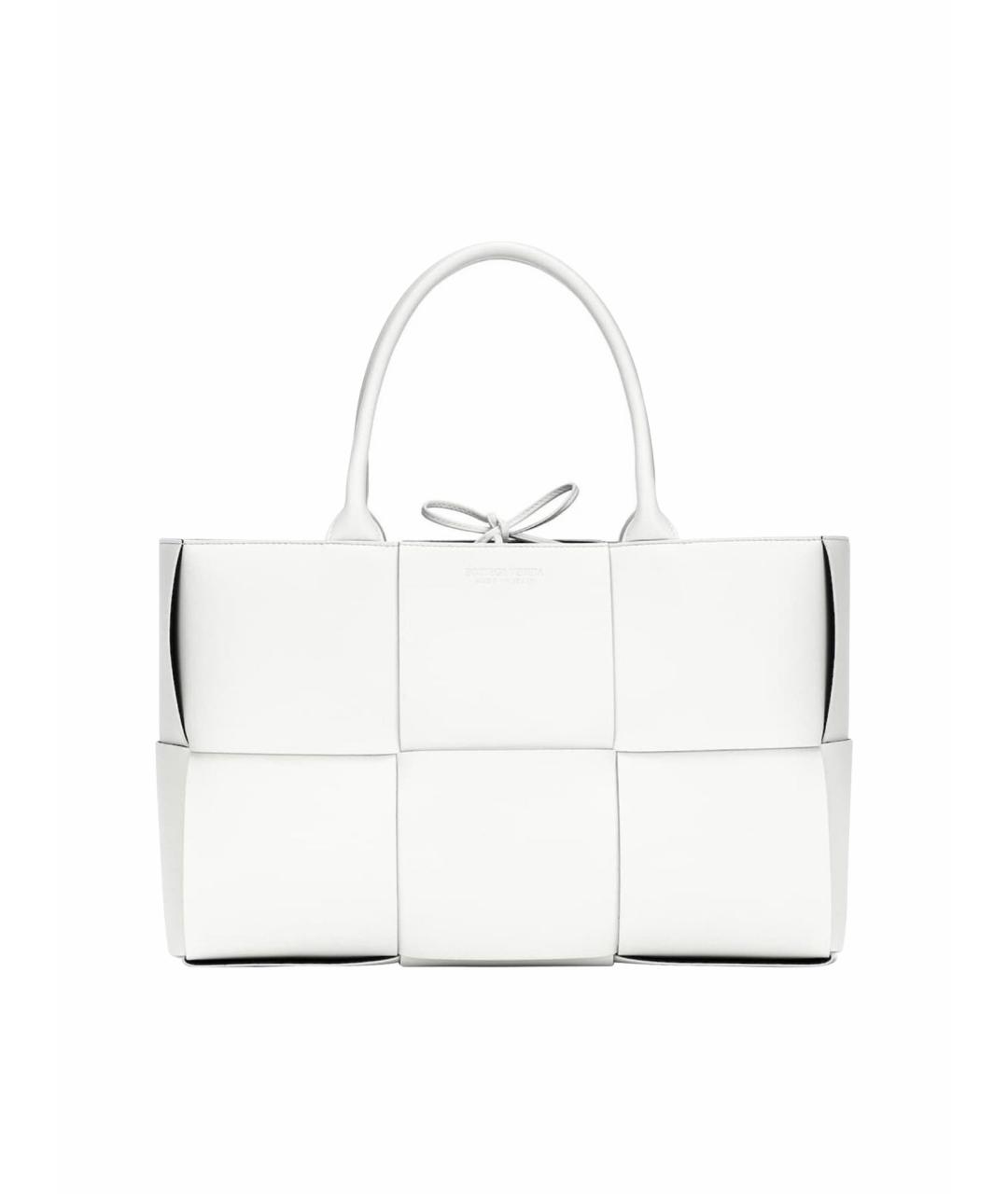 BOTTEGA VENETA Белая кожаная сумка тоут, фото 7