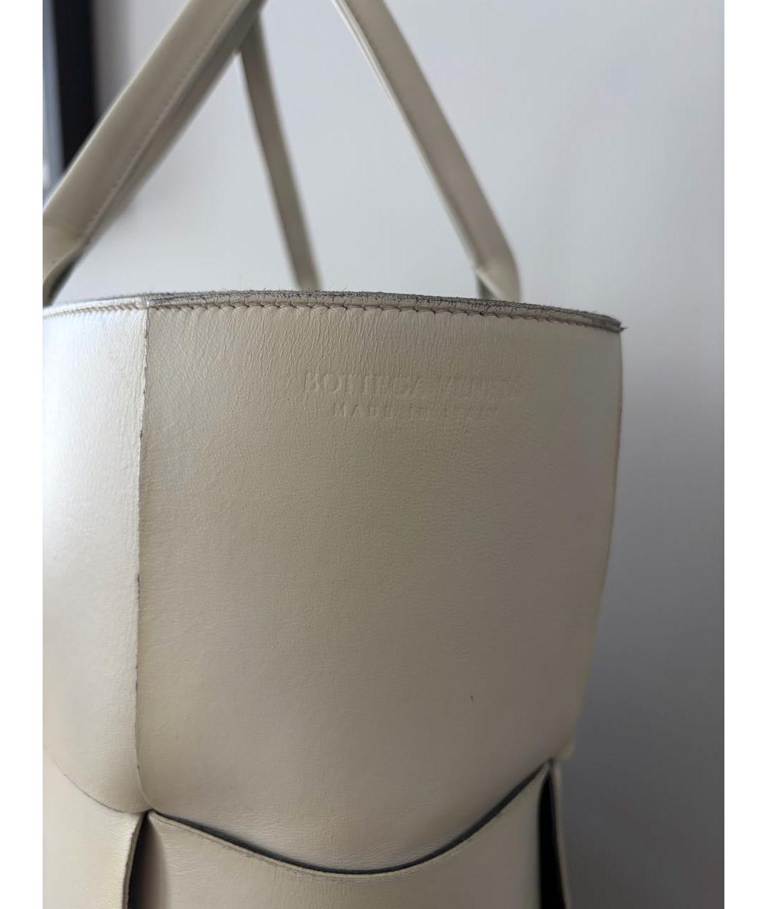 BOTTEGA VENETA Белая кожаная сумка тоут, фото 4