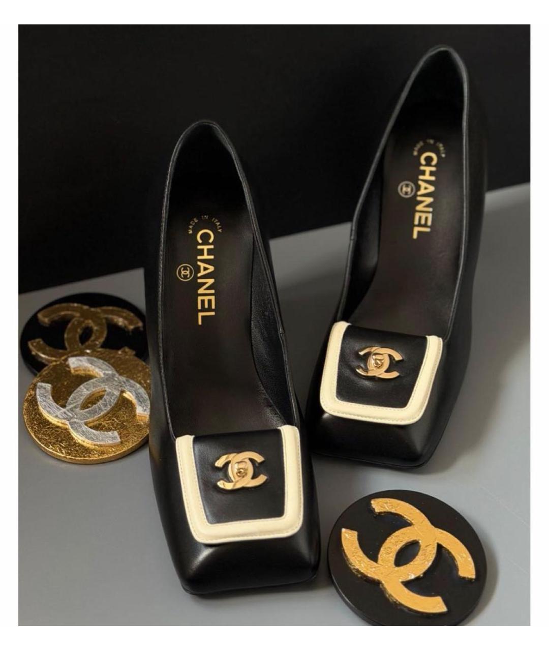 CHANEL Черные кожаные туфли, фото 2