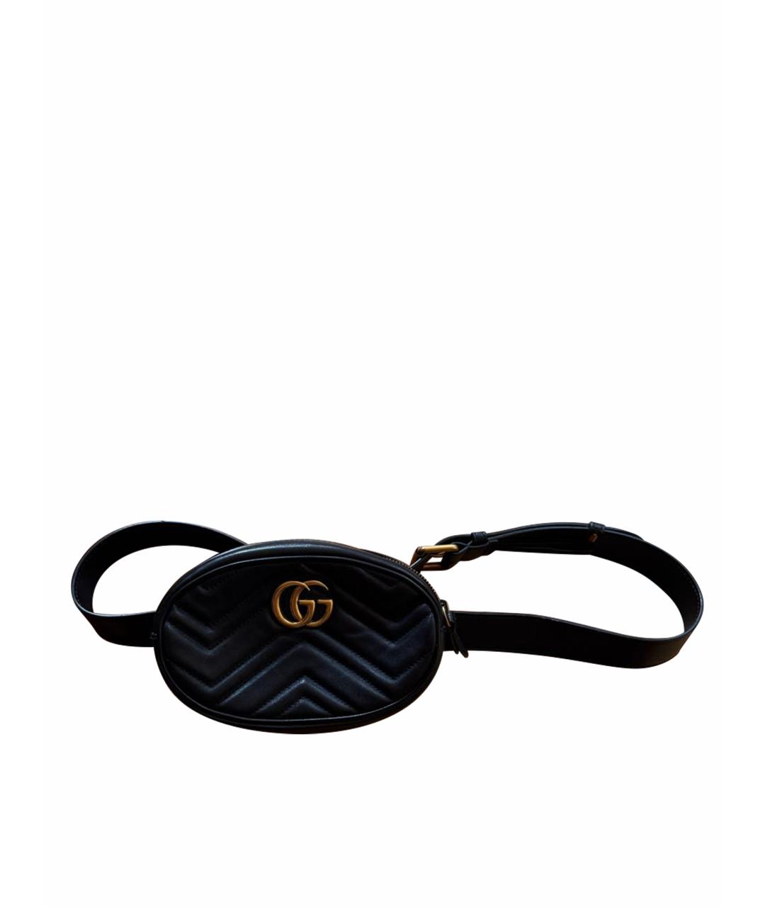 GUCCI Черная кожаная поясная сумка, фото 1