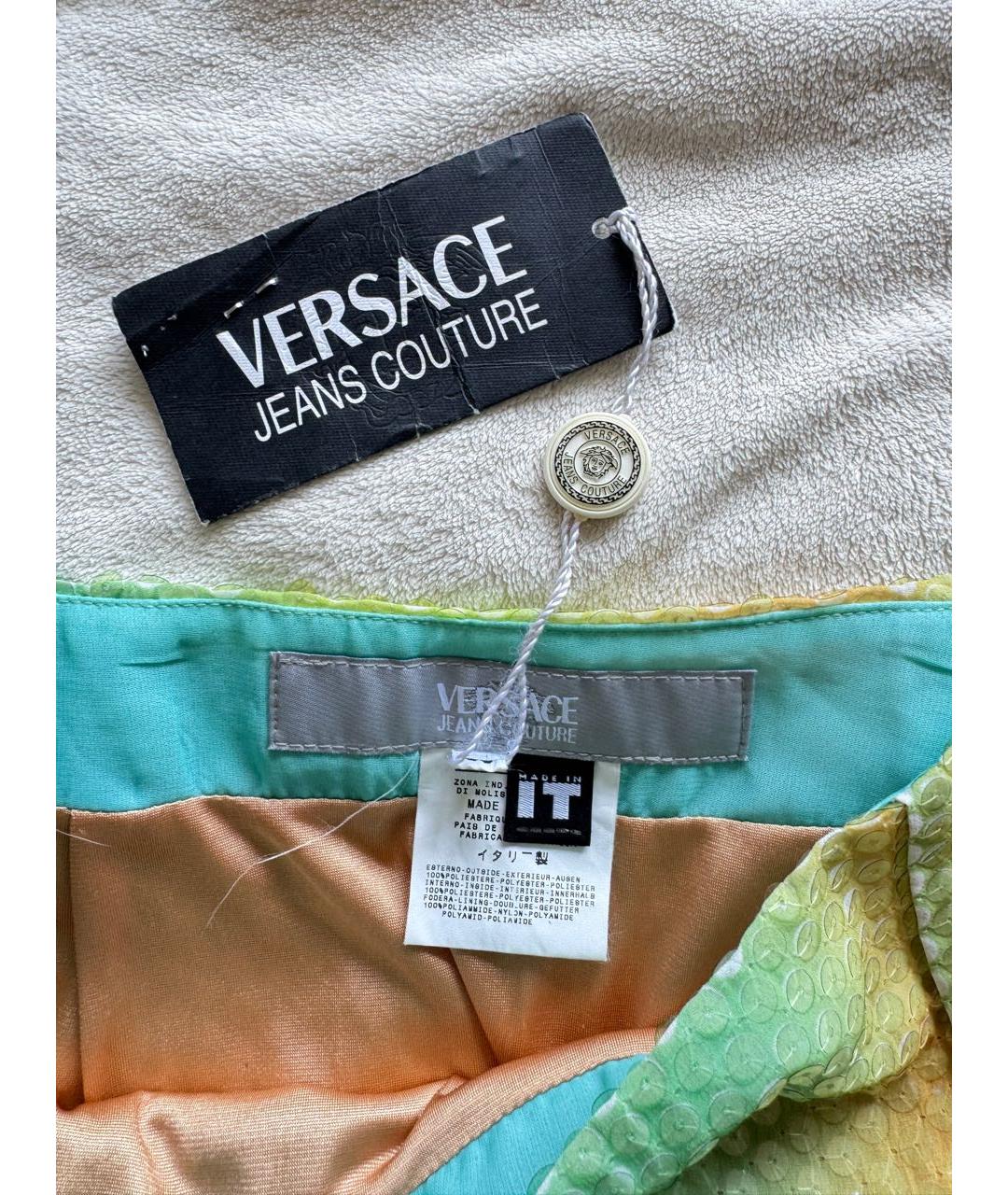 VERSACE JEANS COUTURE Голубая полиэстеровая юбка мини, фото 3