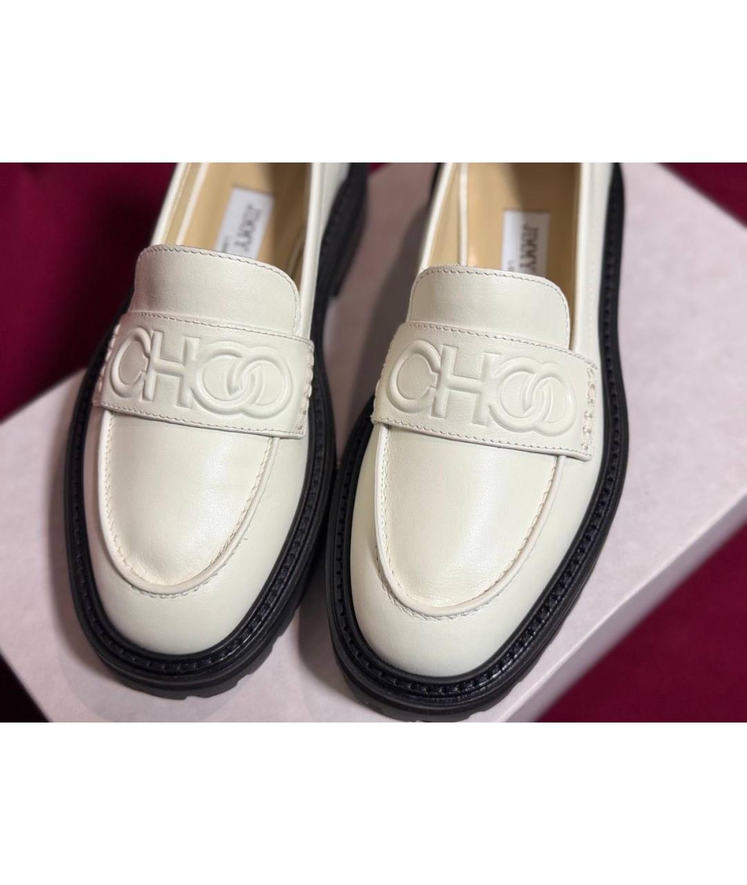 JIMMY CHOO Бежевые кожаные лоферы, фото 2