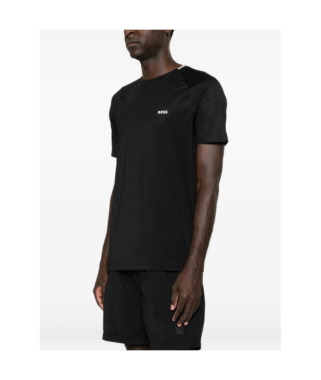 HUGO BOSS Черная хлопко-полиэстеровая футболка, фото 5