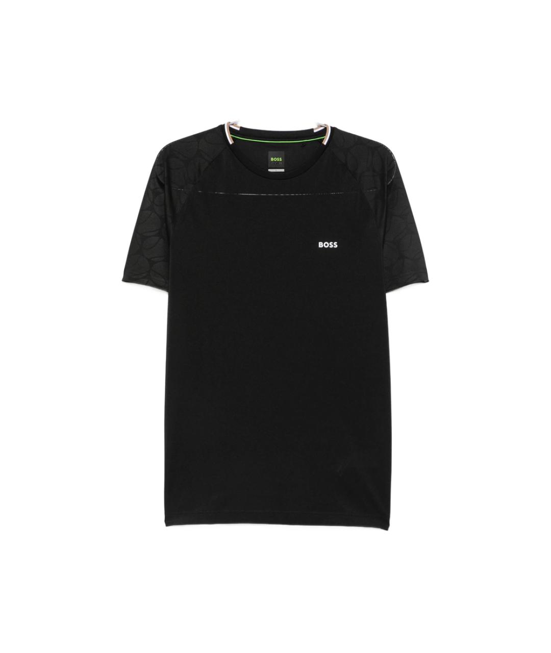 HUGO BOSS Черная хлопко-полиэстеровая футболка, фото 1