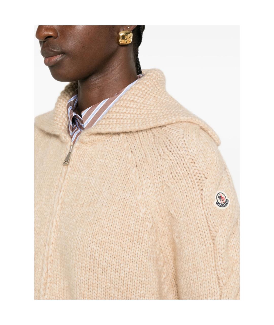 MONCLER Бежевый шерстяной кардиган, фото 5