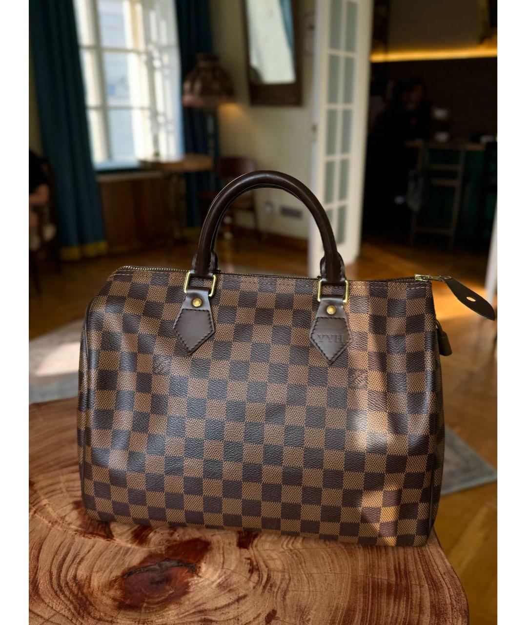 LOUIS VUITTON Коричневая сумка с короткими ручками из канвы, фото 9