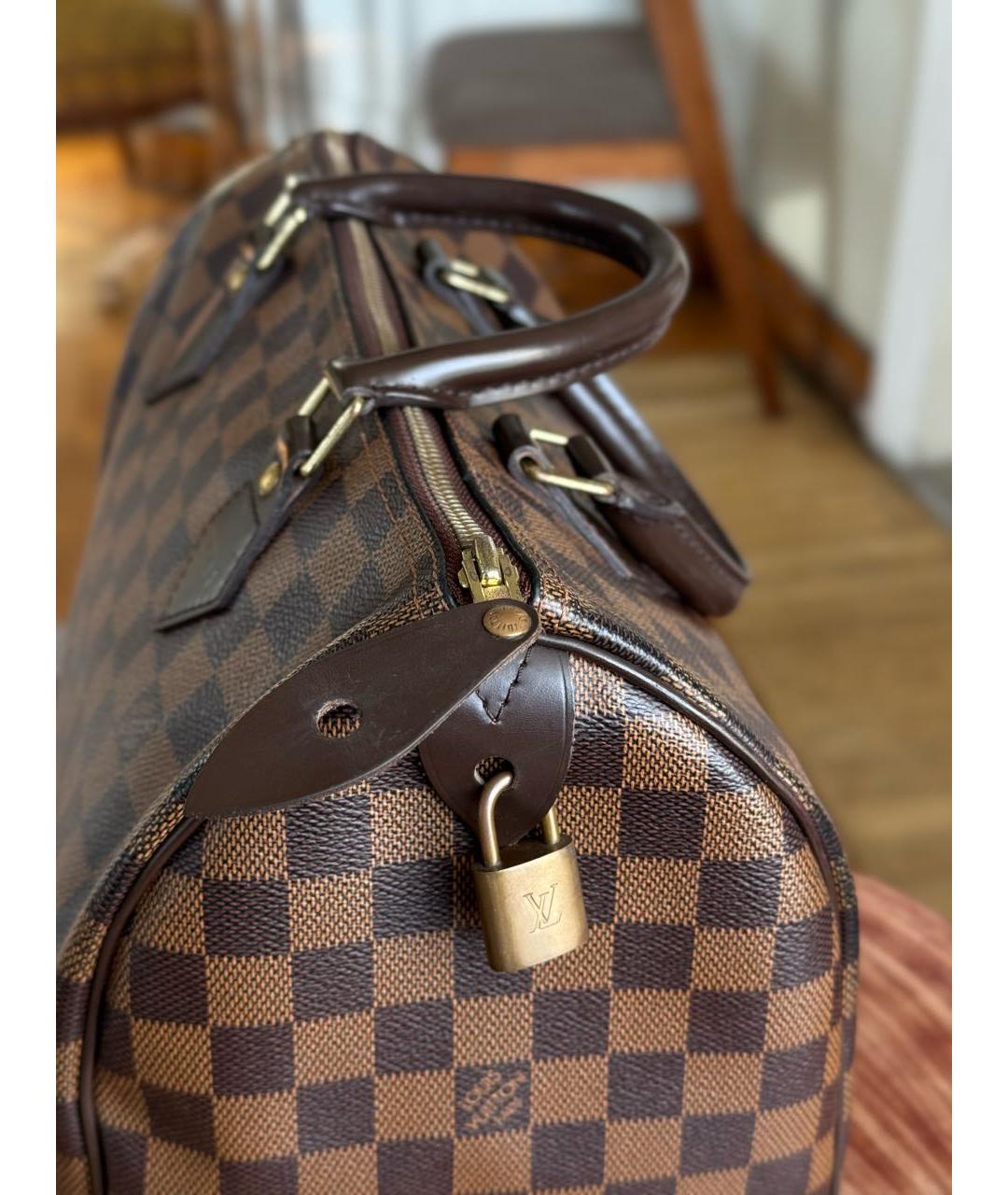 LOUIS VUITTON Коричневая сумка с короткими ручками из канвы, фото 6