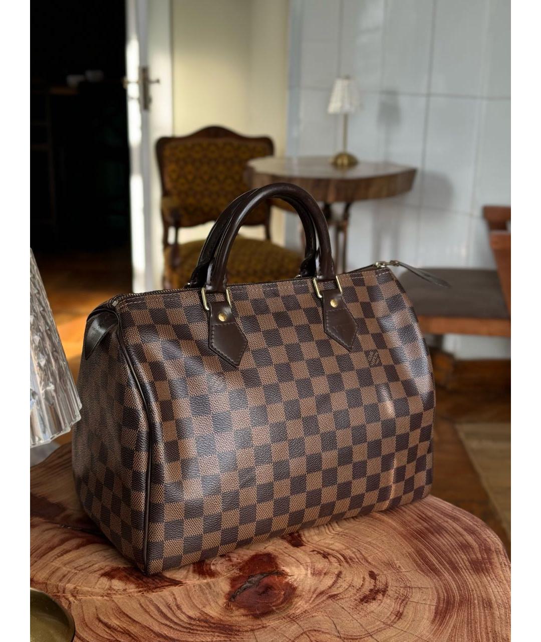 LOUIS VUITTON Коричневая сумка с короткими ручками из канвы, фото 2