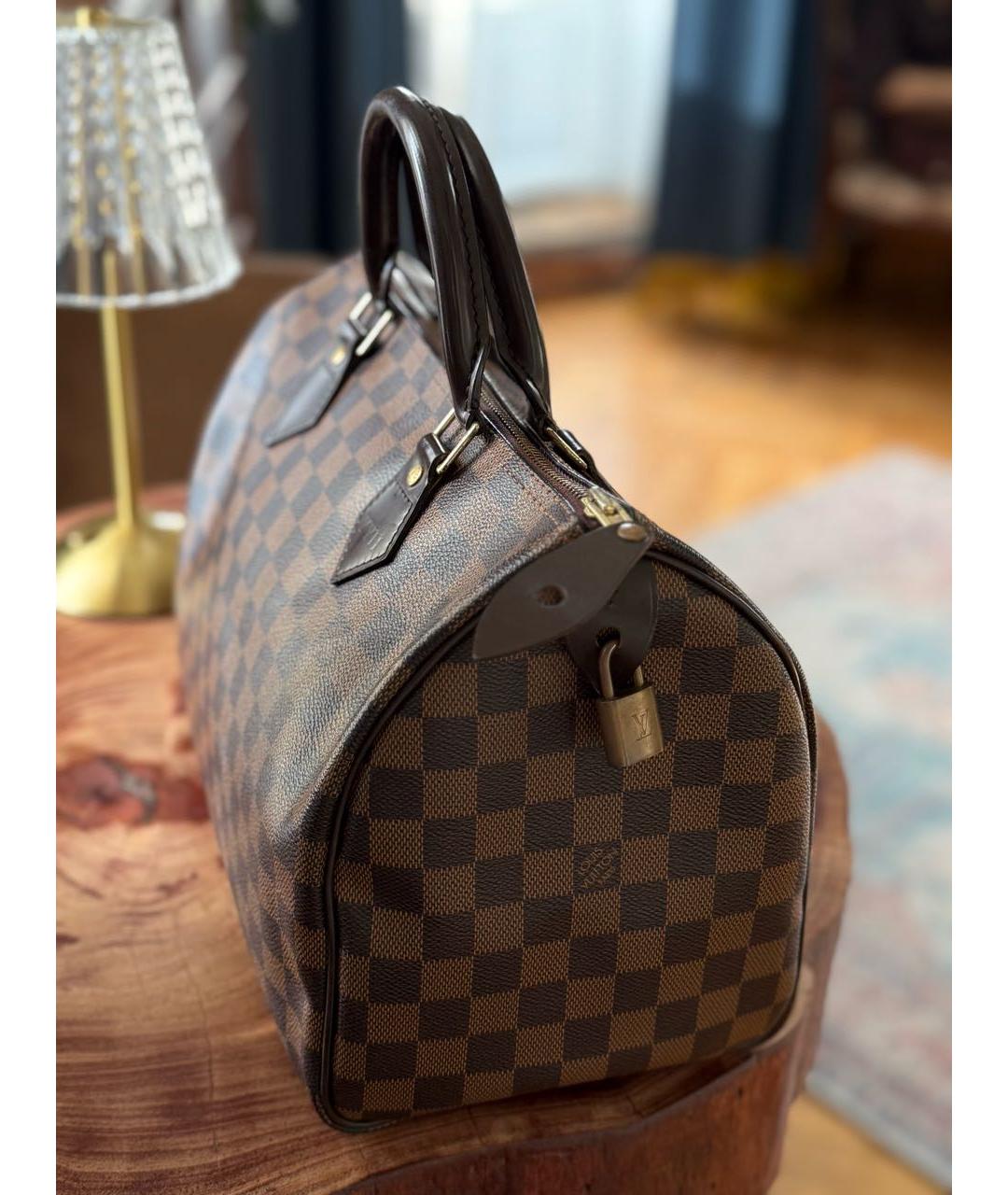 LOUIS VUITTON Коричневая сумка с короткими ручками из канвы, фото 4