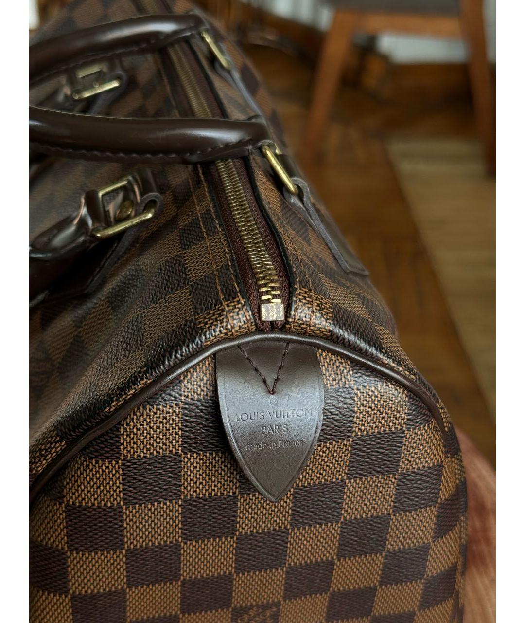 LOUIS VUITTON Коричневая сумка с короткими ручками из канвы, фото 3