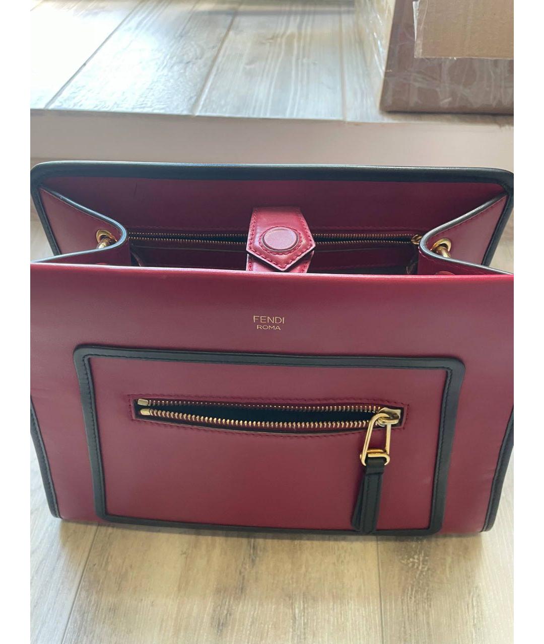 FENDI Красная кожаная сумка тоут, фото 7