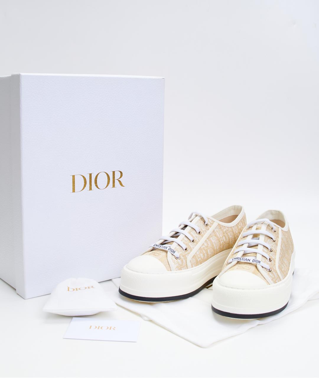CHRISTIAN DIOR Бежевые текстильные кеды, фото 6