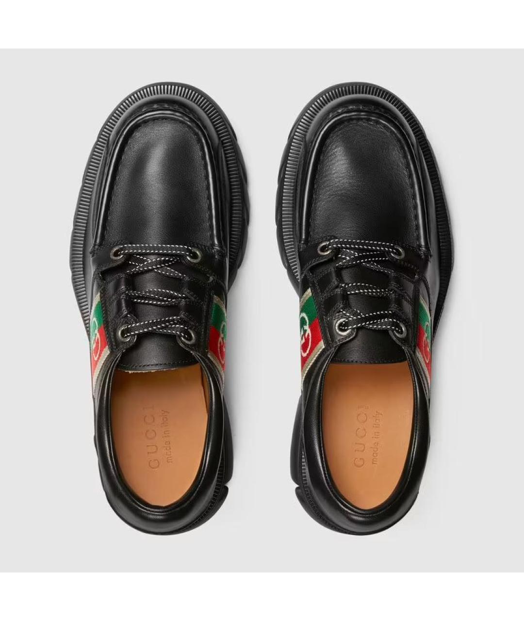 GUCCI Черные кожаные низкие ботинки, фото 2