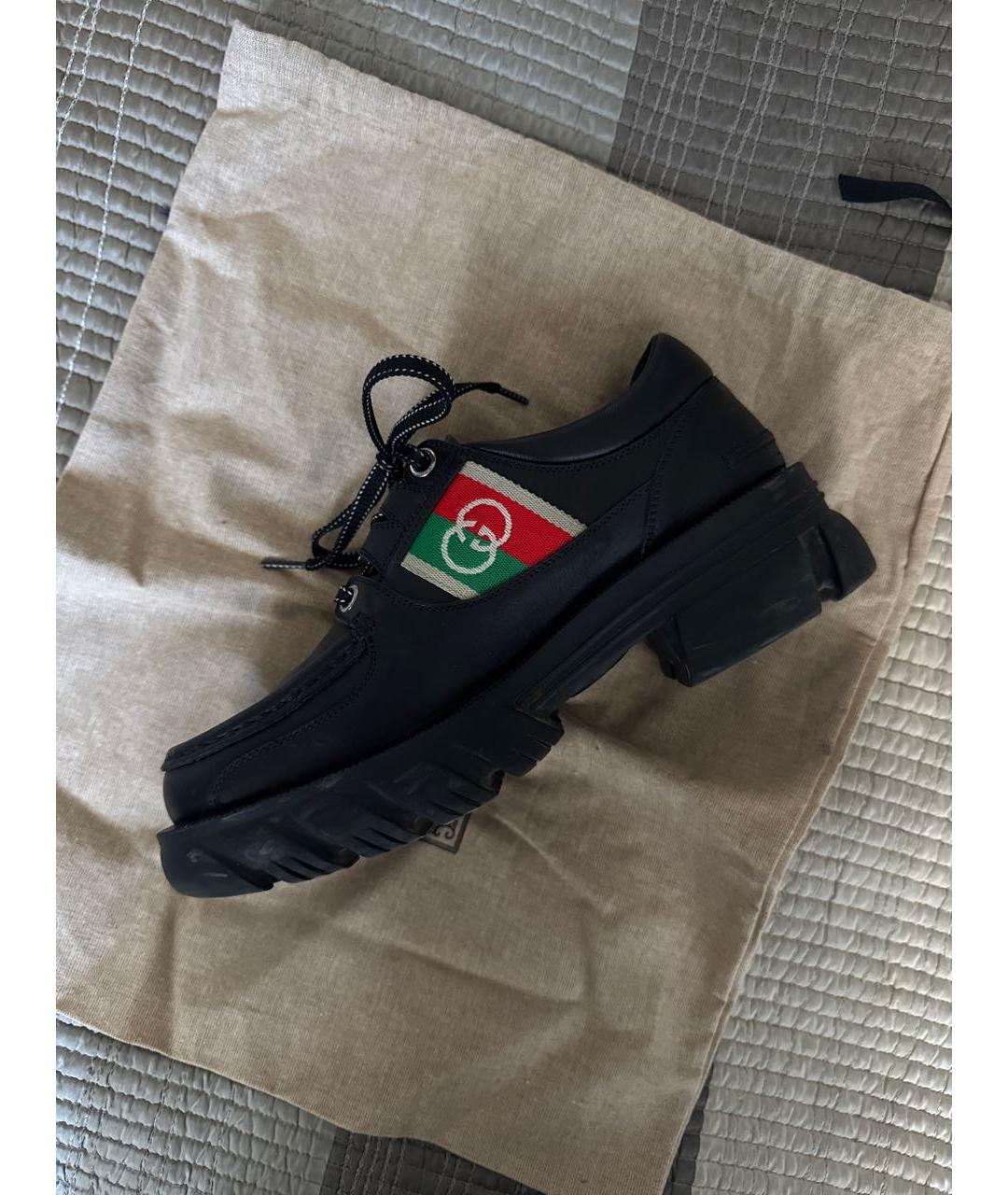 GUCCI Черные кожаные низкие ботинки, фото 7