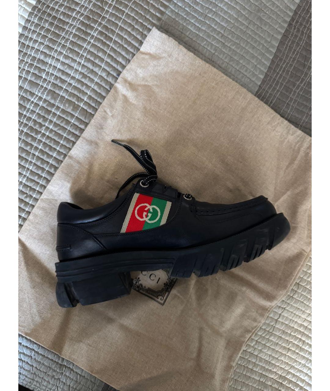 GUCCI Черные кожаные низкие ботинки, фото 5