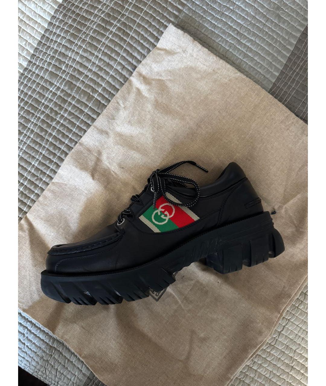 GUCCI Черные кожаные низкие ботинки, фото 4