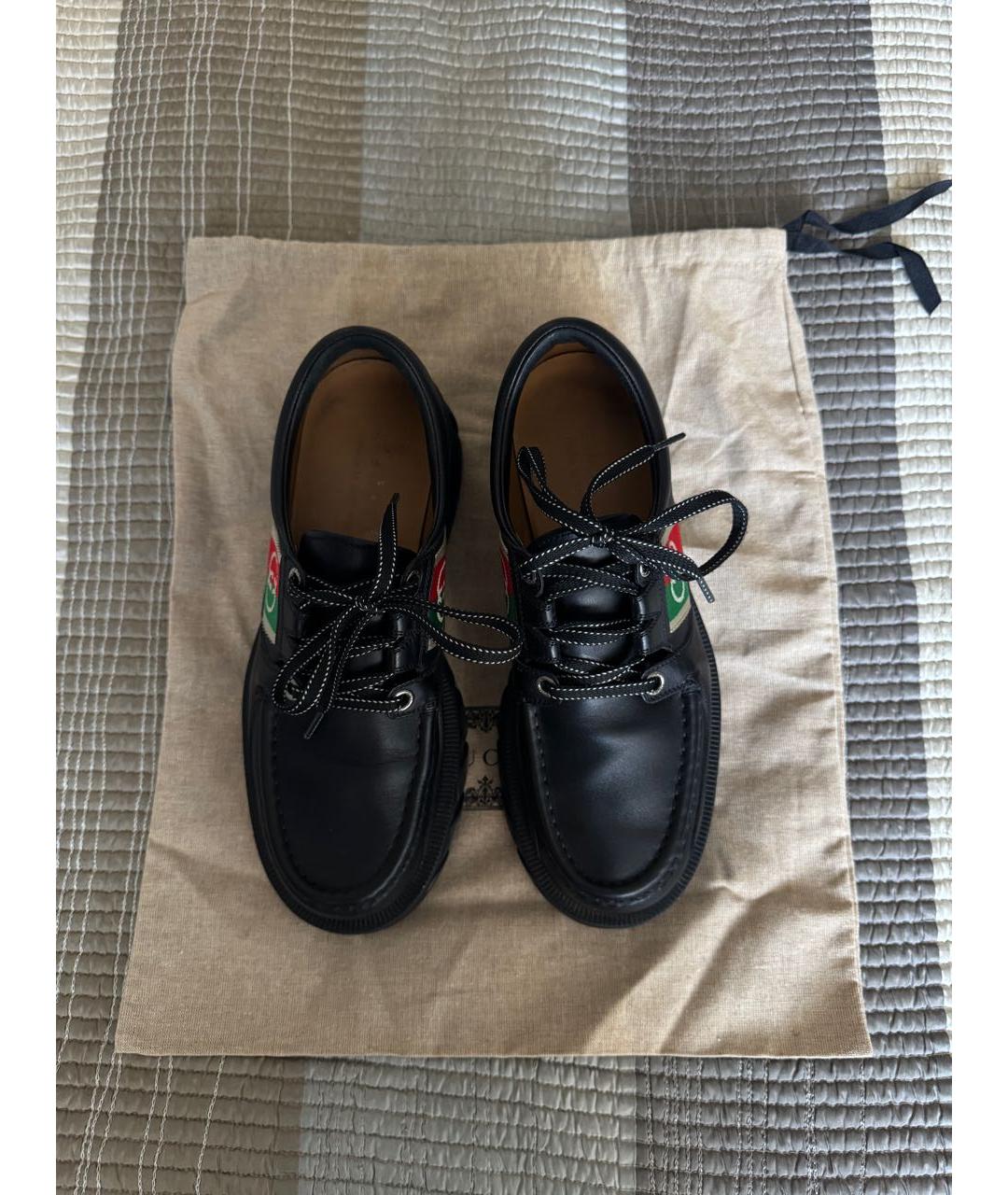 GUCCI Черные кожаные низкие ботинки, фото 3