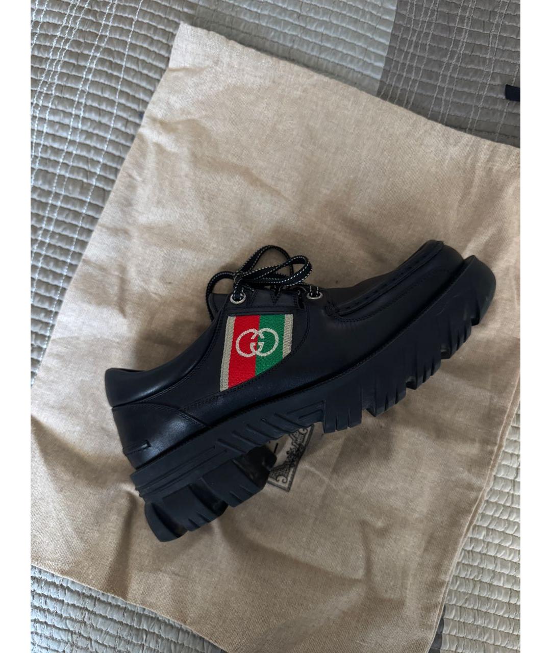 GUCCI Черные кожаные низкие ботинки, фото 6