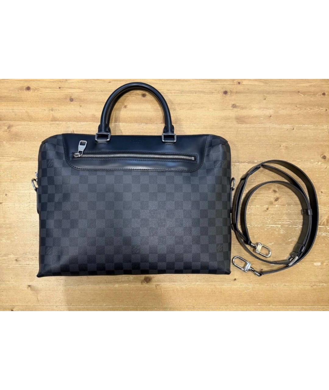 LOUIS VUITTON Черный портфель из канвы, фото 4