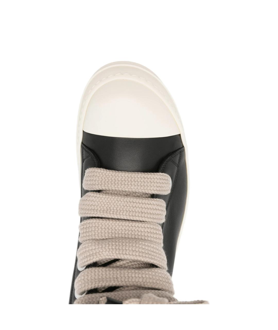 RICK OWENS Черные кожаные высокие кроссовки / кеды, фото 3