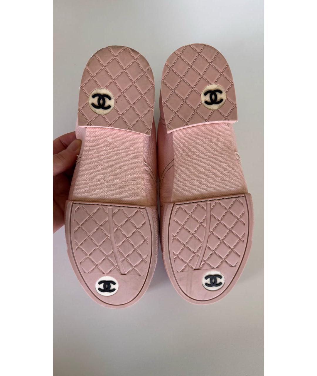 CHANEL Розовые текстильные ботинки, фото 6
