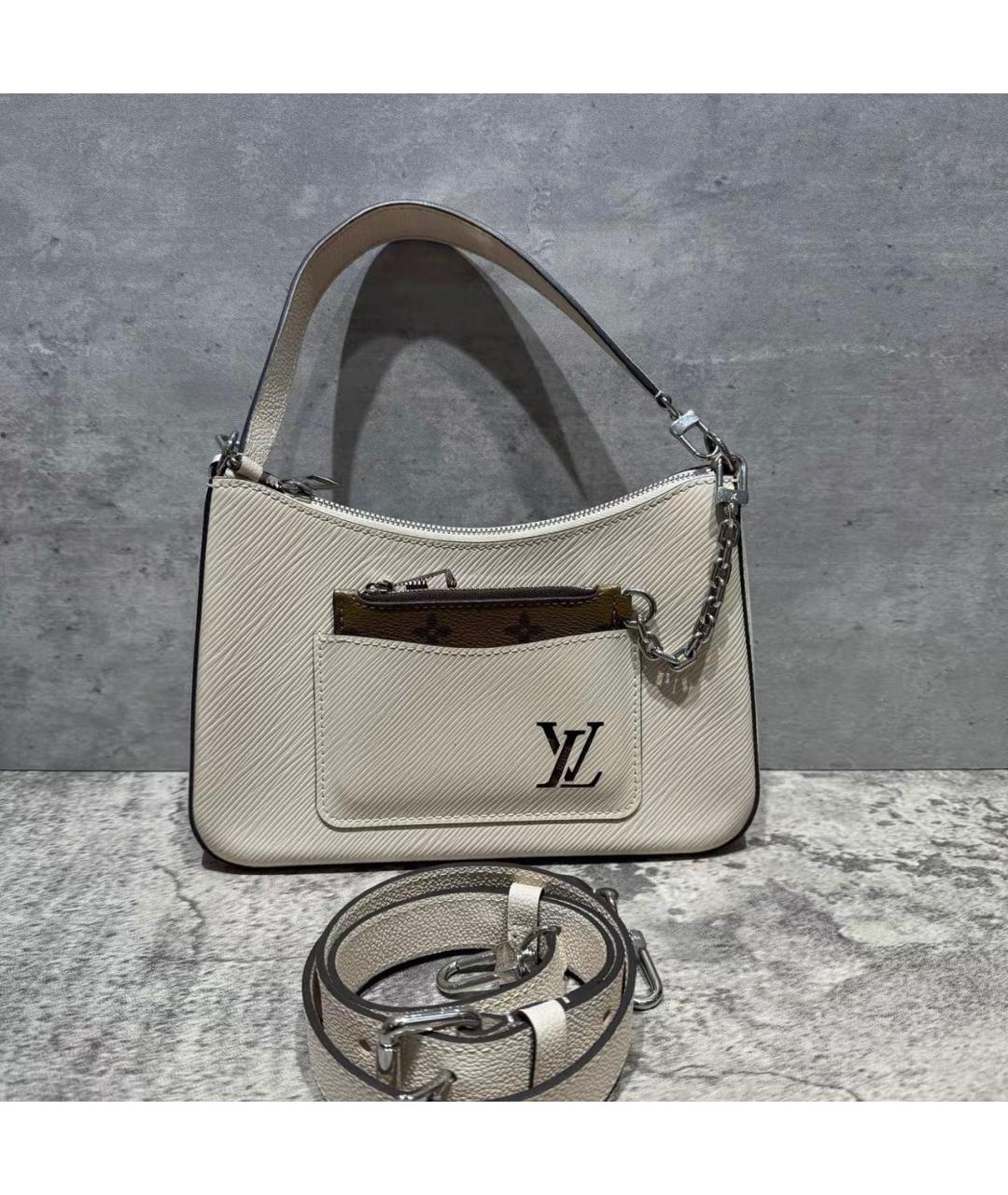 LOUIS VUITTON Бежевая кожаная сумка через плечо, фото 8