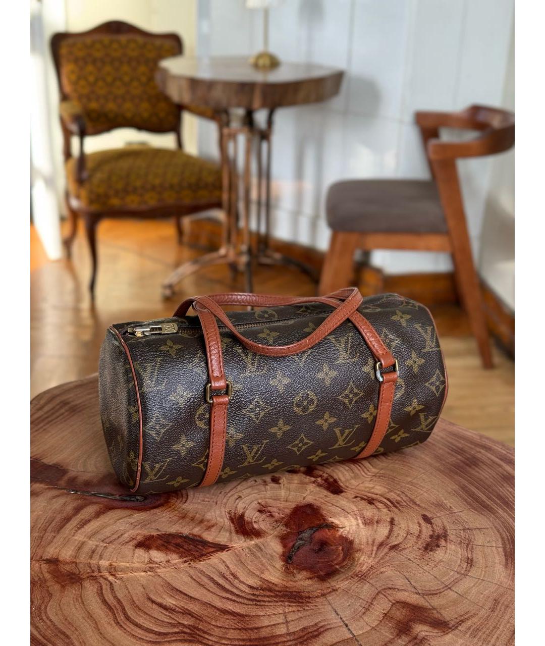 LOUIS VUITTON Коричневая сумка с короткими ручками из канвы, фото 6