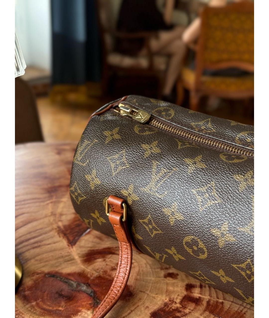 LOUIS VUITTON Коричневая сумка с короткими ручками из канвы, фото 5