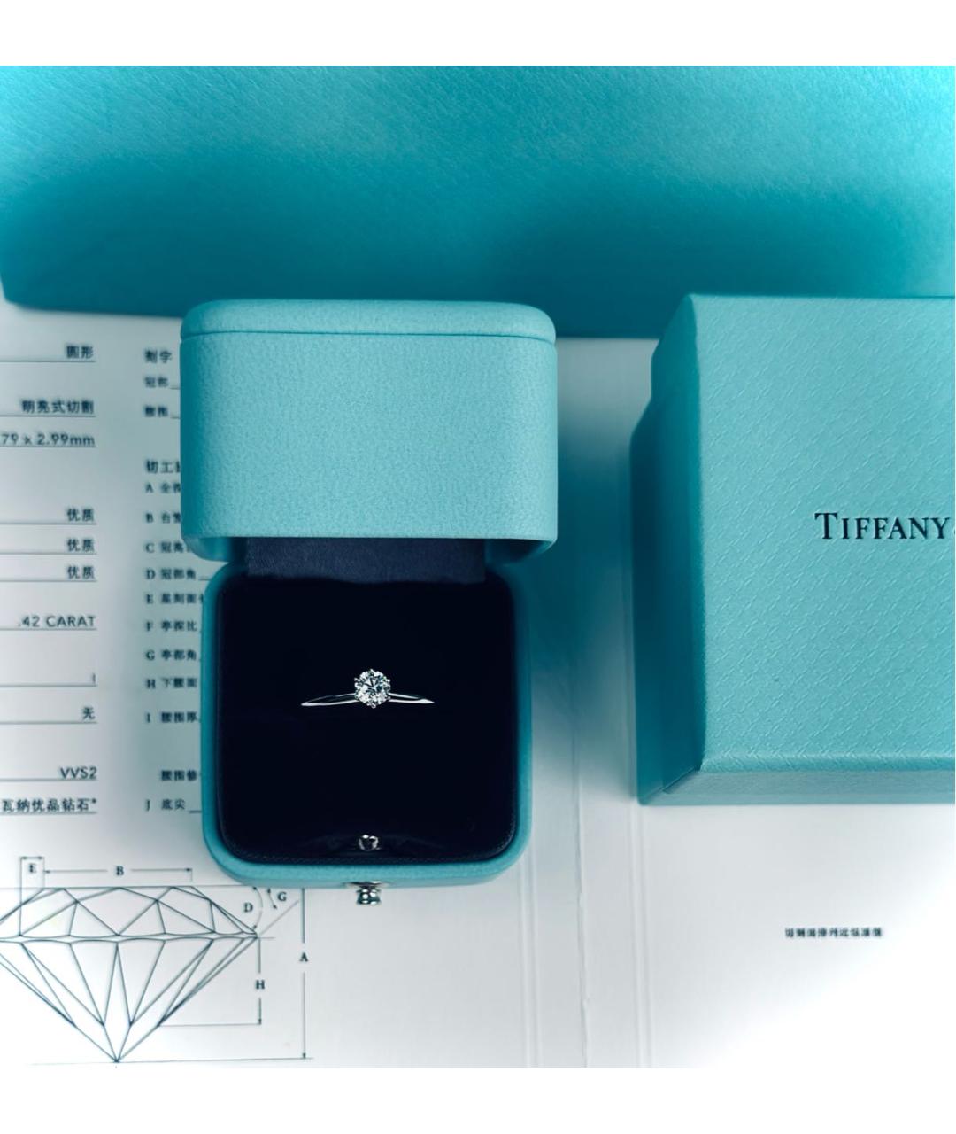 TIFFANY&CO Серебряное платиновое кольцо, фото 7