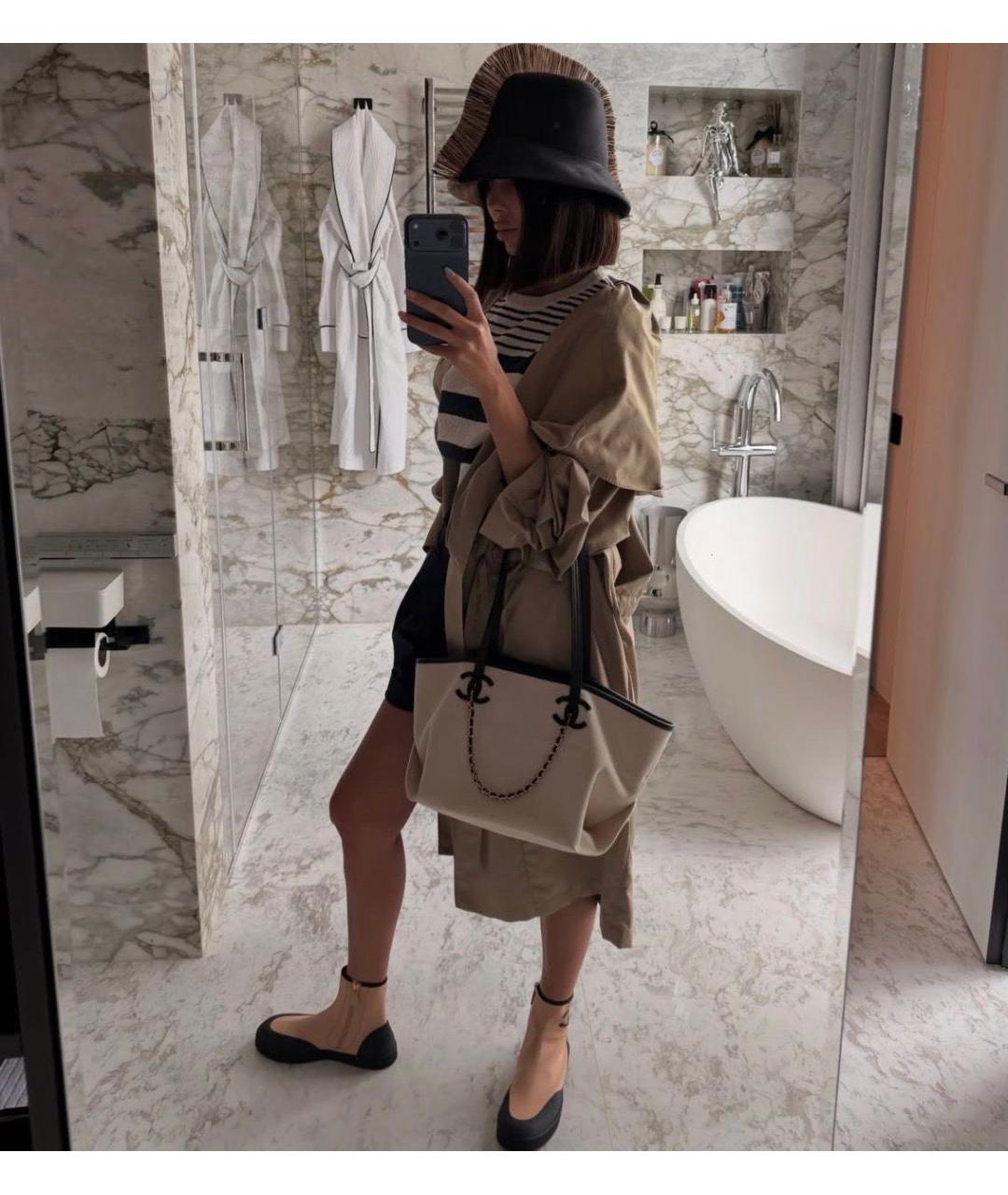 CHANEL Бежевая хлопковая пляжная сумка, фото 4